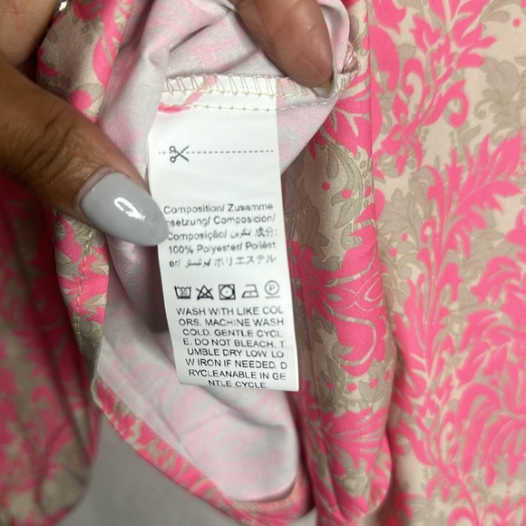 SHEIN woman’s pink and cream button up blouse size large - Picture 5 of 5